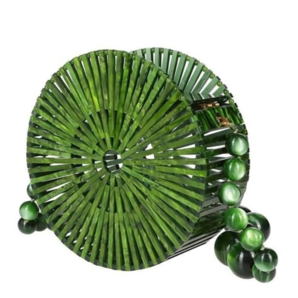 Cult Gaia Luna Round Malachite Acrylic Shoulder Bag - Picture 2 of 11